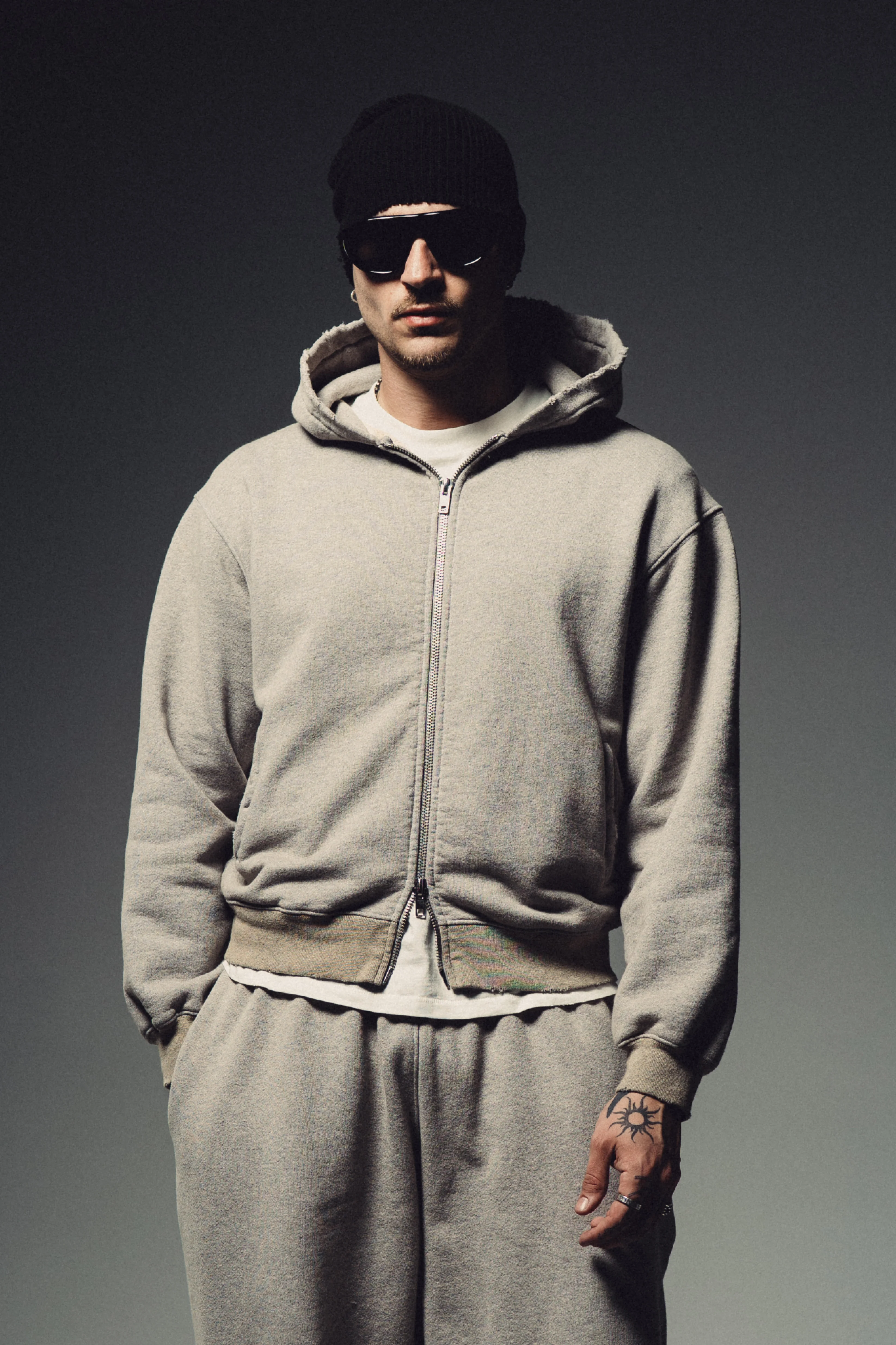 Halo Zip Hoodie - Heather Grey - Image 4