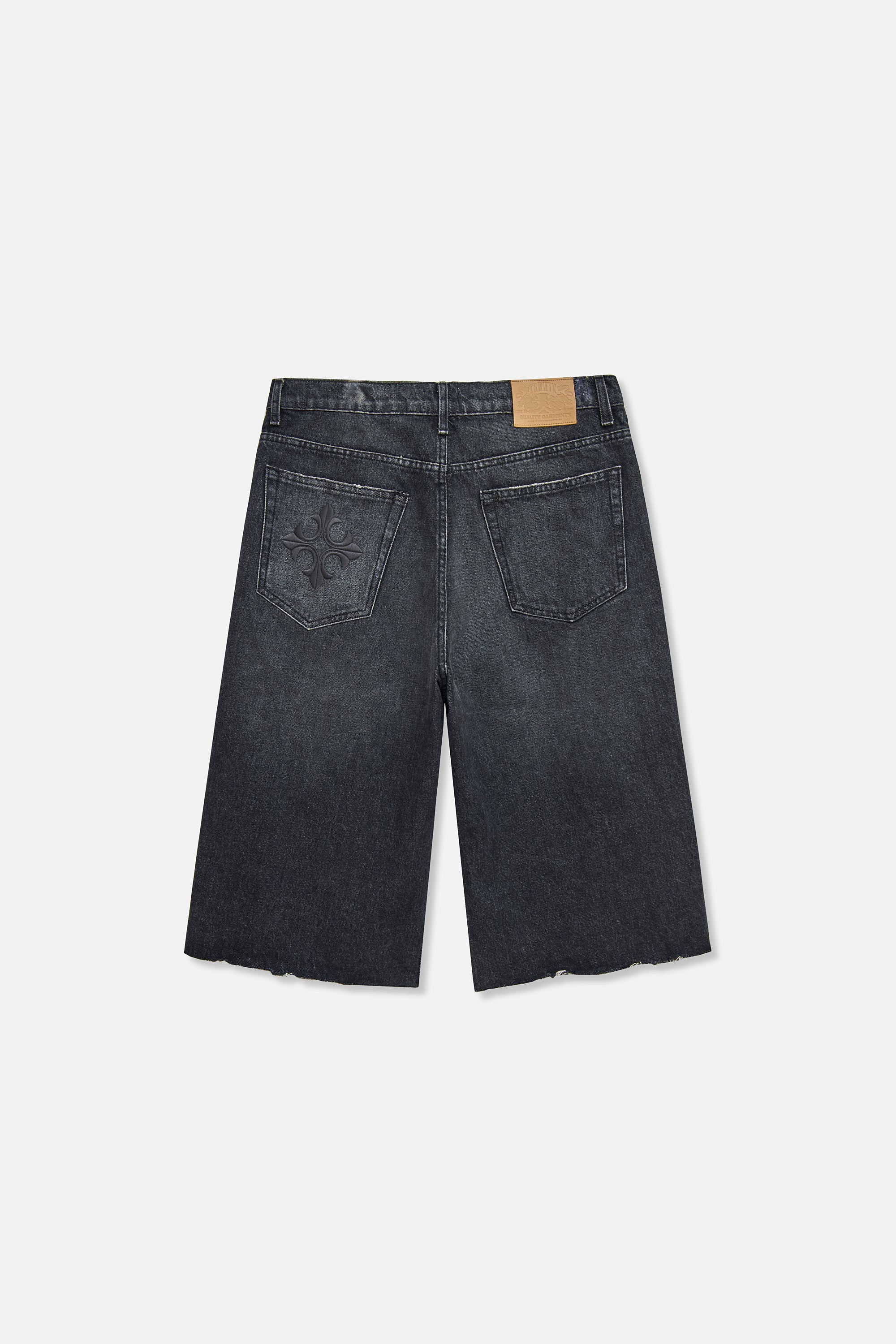 Prayer Studded Baggy Denim Short - Black - Image 6