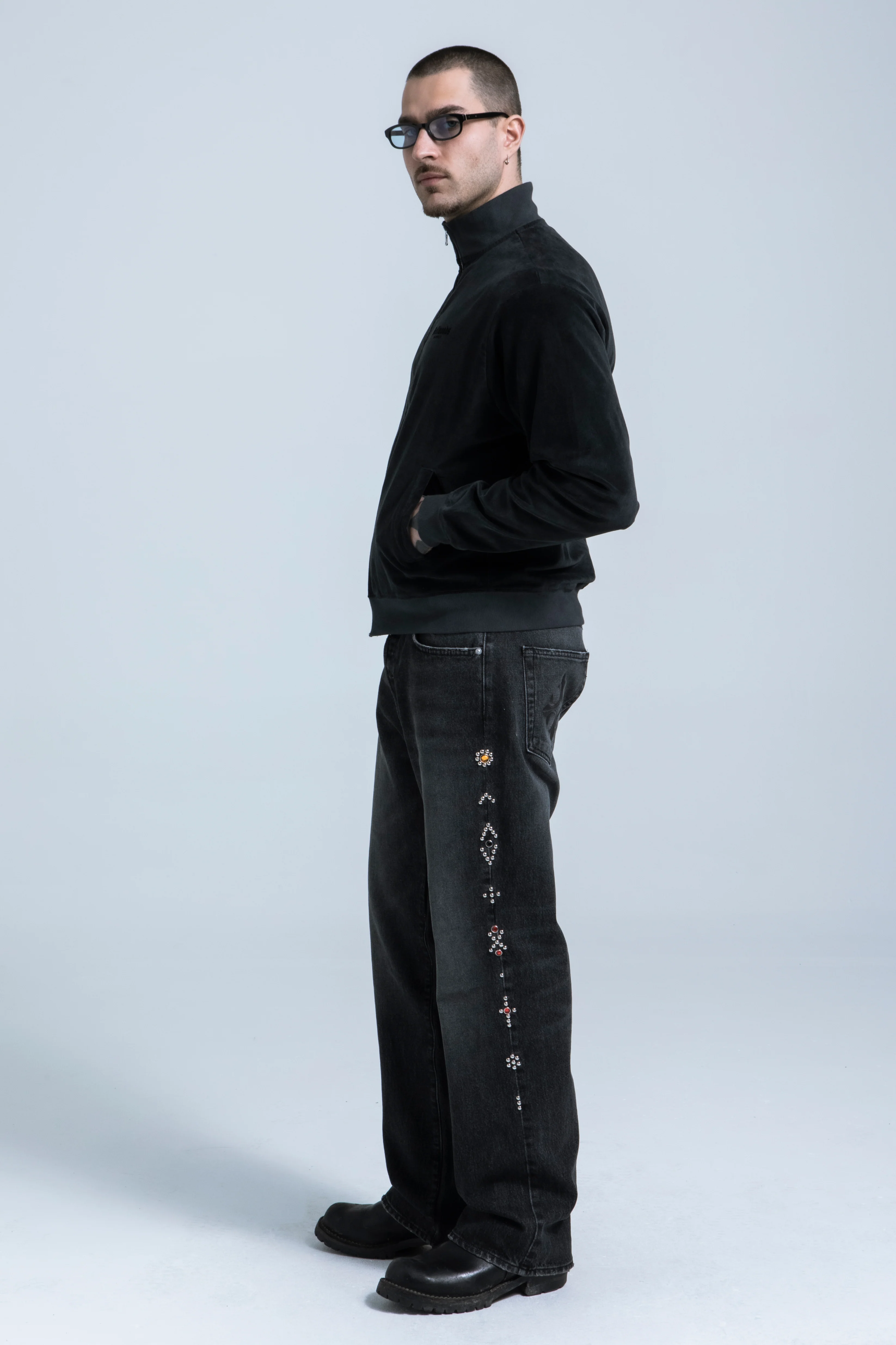 Velour Track Jacket - Charcoal - Image 7