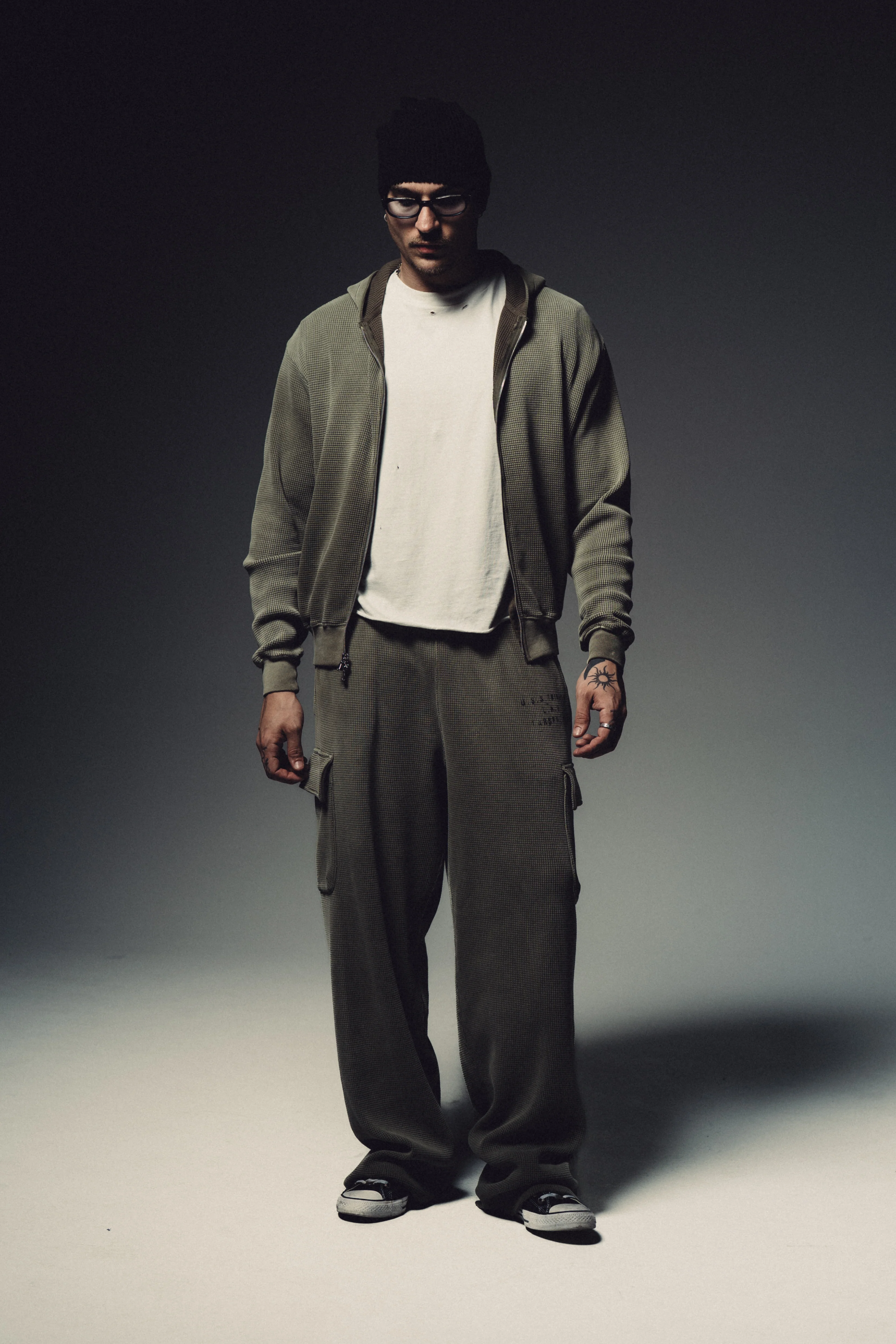 Waffle Cargo Sweatpants - Vintage Army - Image 4