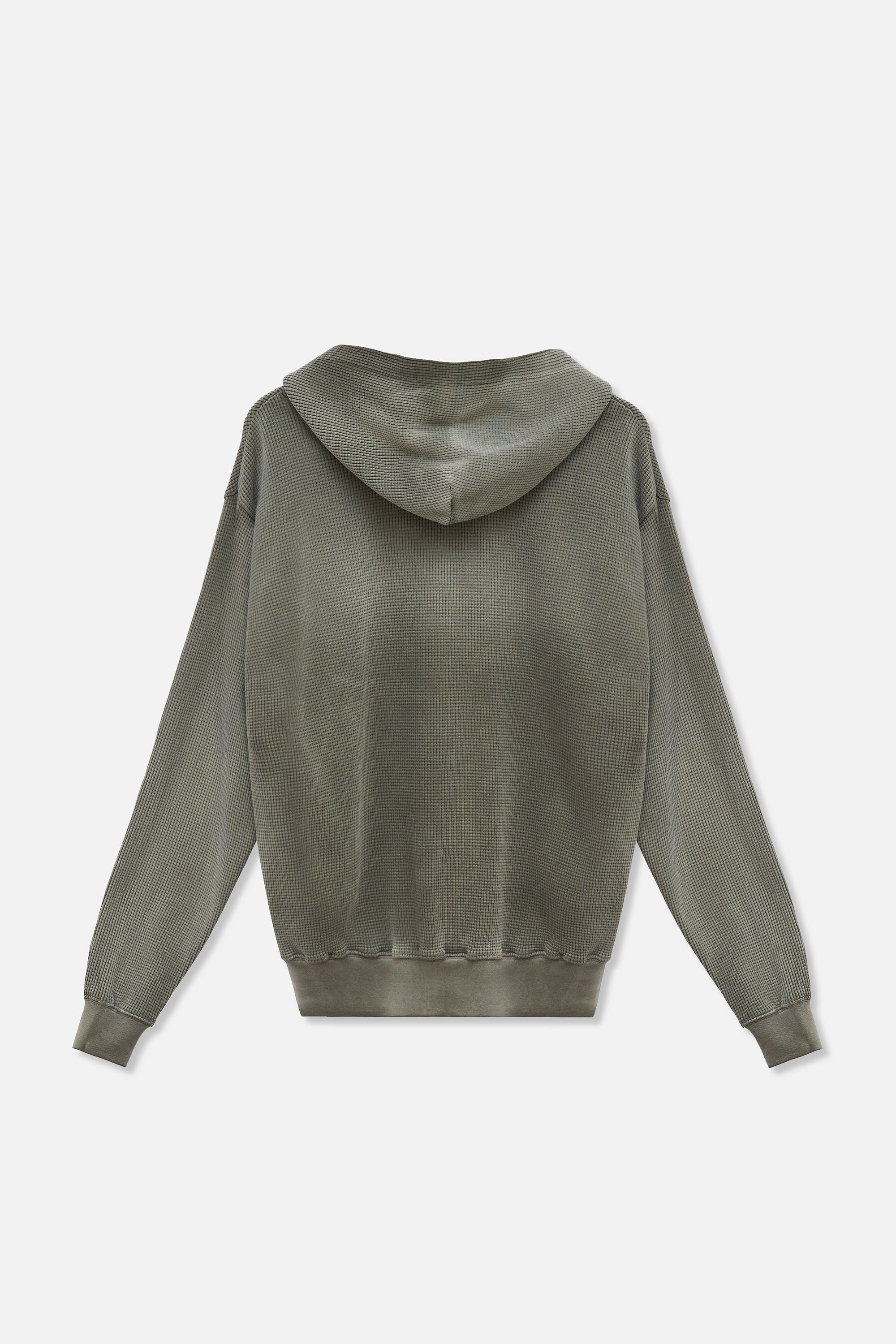 Waffle Zip Hoodie - Army Green - Image 5