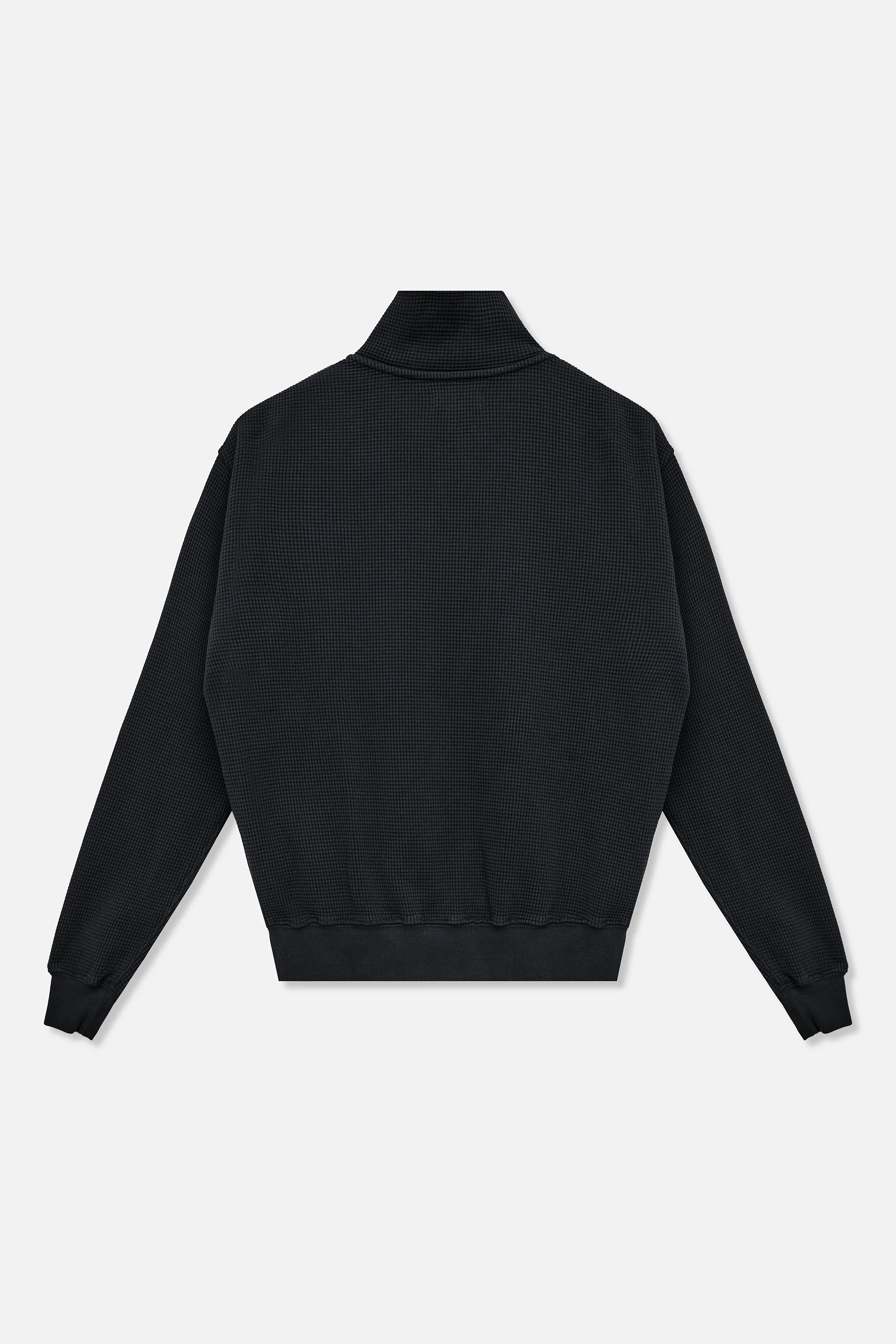 Waffle Zip Up Track Jacket - Black - Image 8