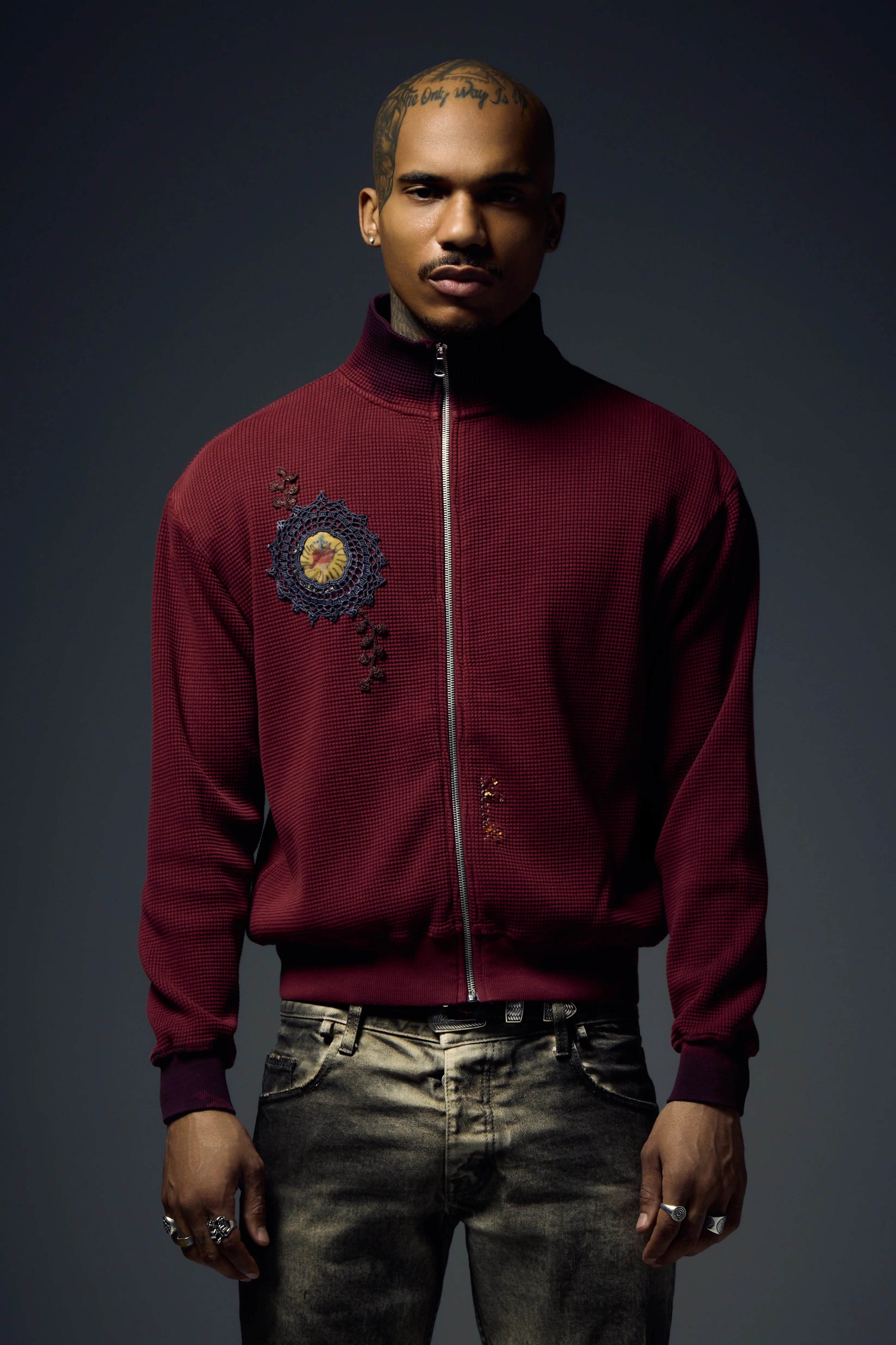 Waffle Zip Up Track Jacket x Bentgable Burgundy 1 OF 13 - L - Image 2