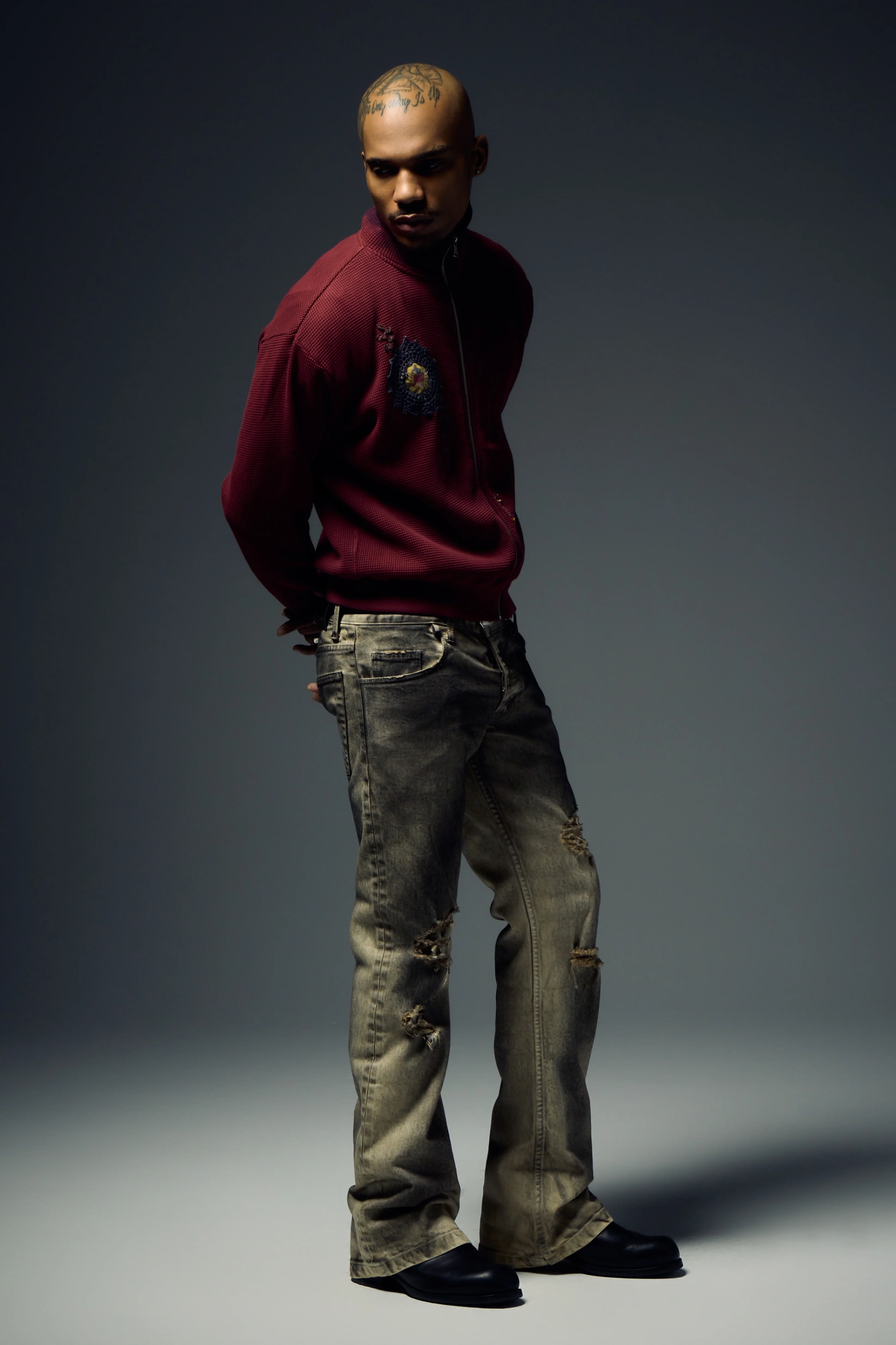 Waffle Zip Up Track Jacket x Bentgable Burgundy 1 OF 13 - L - Image 5