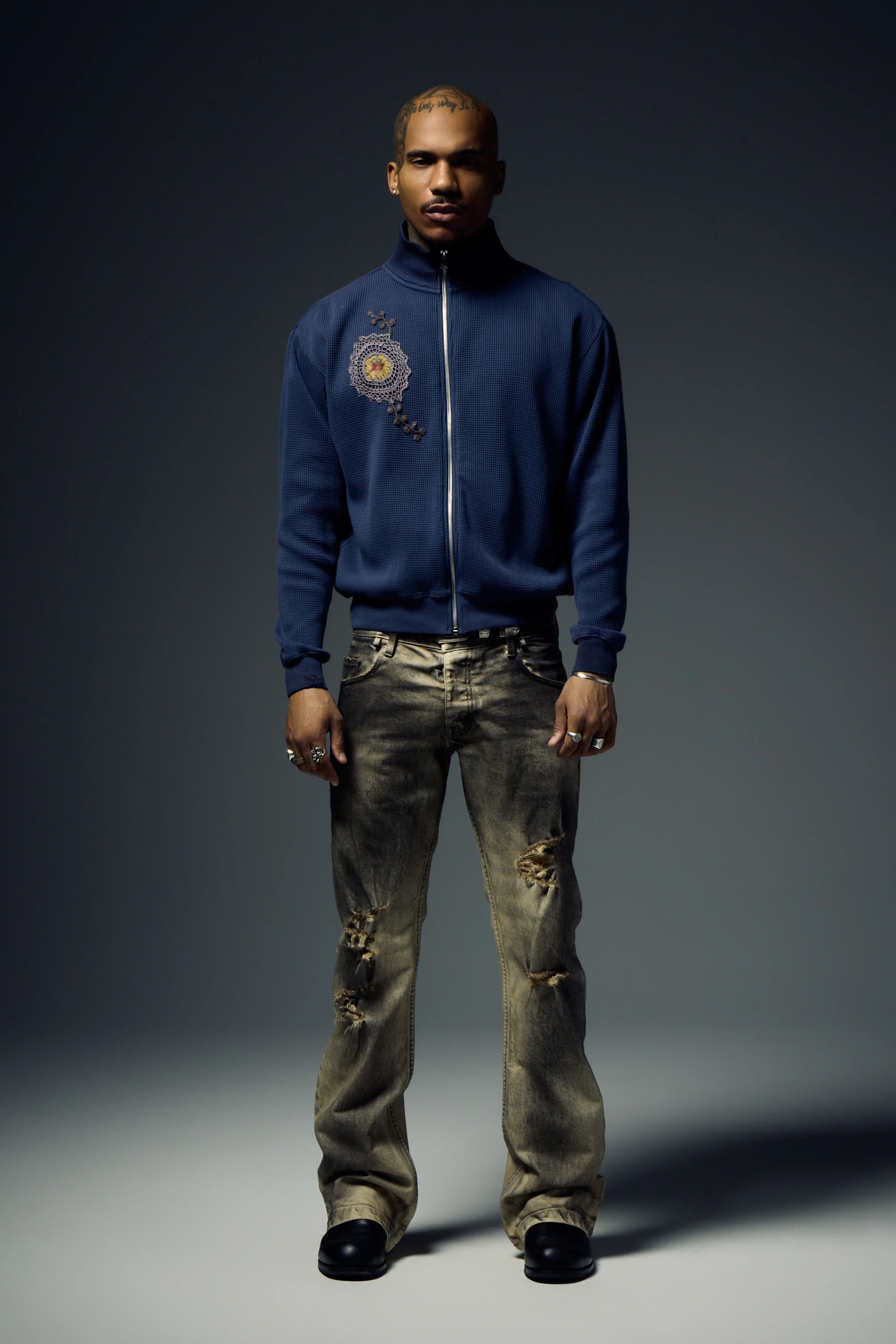 Waffle Zip Up Track Jacket x Bentgable Navy 6 OF 13 - L